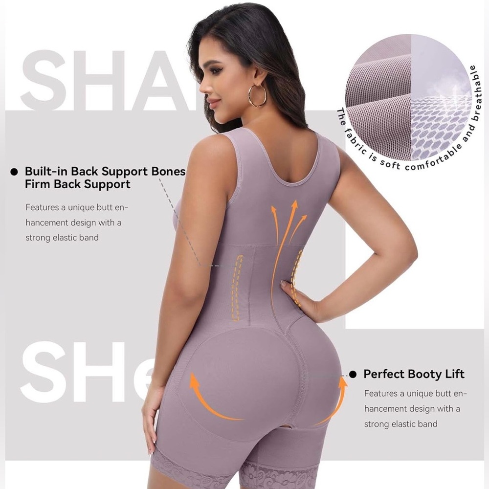 NWOT Lilac Purple Shapewear Fajas Bodysuit - Picture 4 of 15